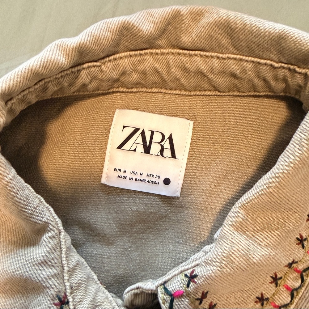 Zara Brown Embellished Jean Jacket - Picture 2 of 3